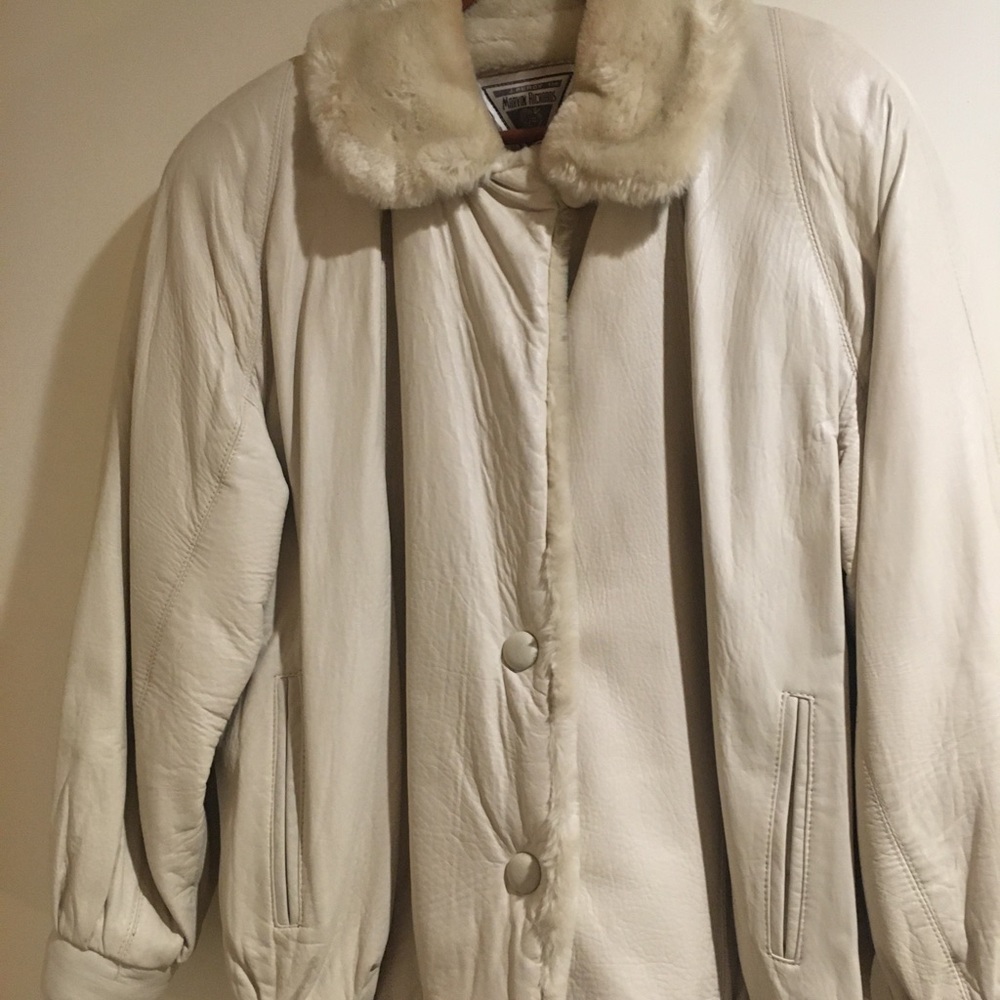Stunning Cream Leather, Faux For Coat